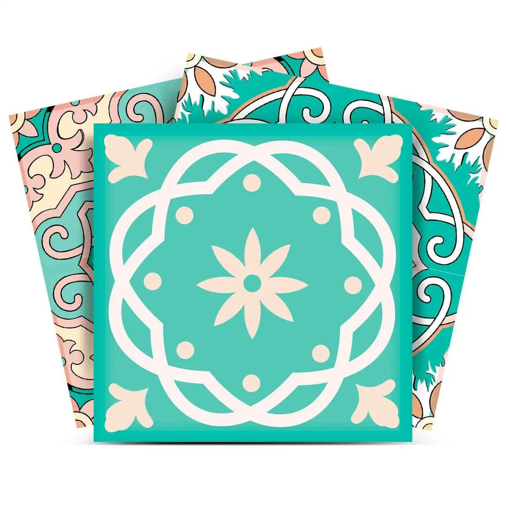 5" X 5" Aquamarine Mosaic Peel And Stick Removable Tiles - Homeroots - Flyclothing LLC