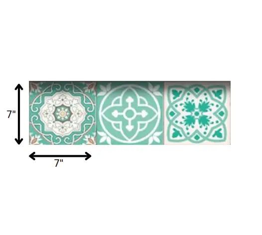 7" X 7" Aquamarine Mosaic Peel And Stick Removable Tiles - Homeroots - Flyclothing LLC