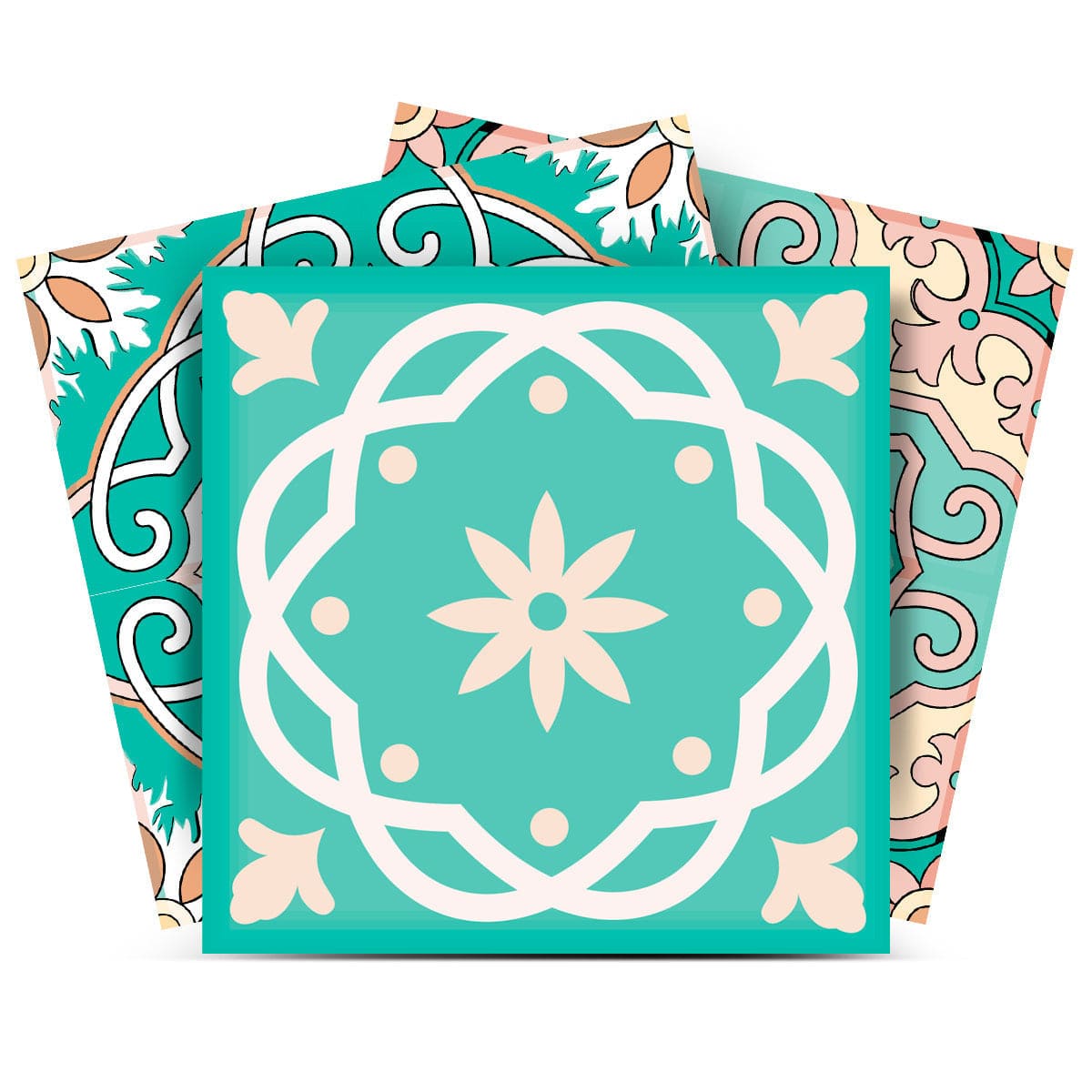 7" X 7" Aquamarine Mosaic Peel And Stick Removable Tiles - Homeroots