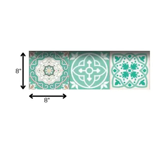8" X 8" Aquamarine Mosaic Peel And Stick Removable Tiles - Homeroots - Flyclothing LLC