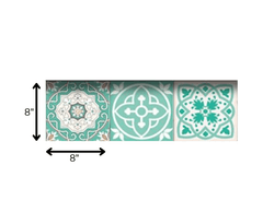 8" X 8" Aquamarine Mosaic Peel And Stick Removable Tiles - Homeroots