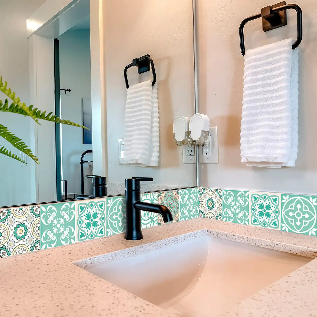 8" X 8" Aquamarine Mosaic Peel And Stick Removable Tiles - Homeroots - Flyclothing LLC