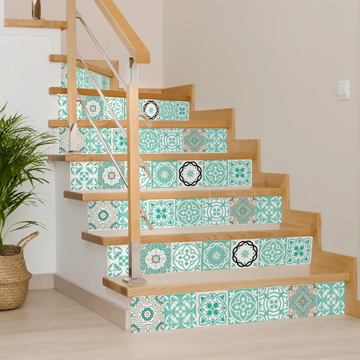 8" X 8" Aquamarine Mosaic Peel And Stick Removable Tiles - Homeroots - Flyclothing LLC