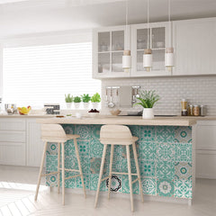 8" X 8" Aquamarine Mosaic Peel And Stick Removable Tiles - Homeroots