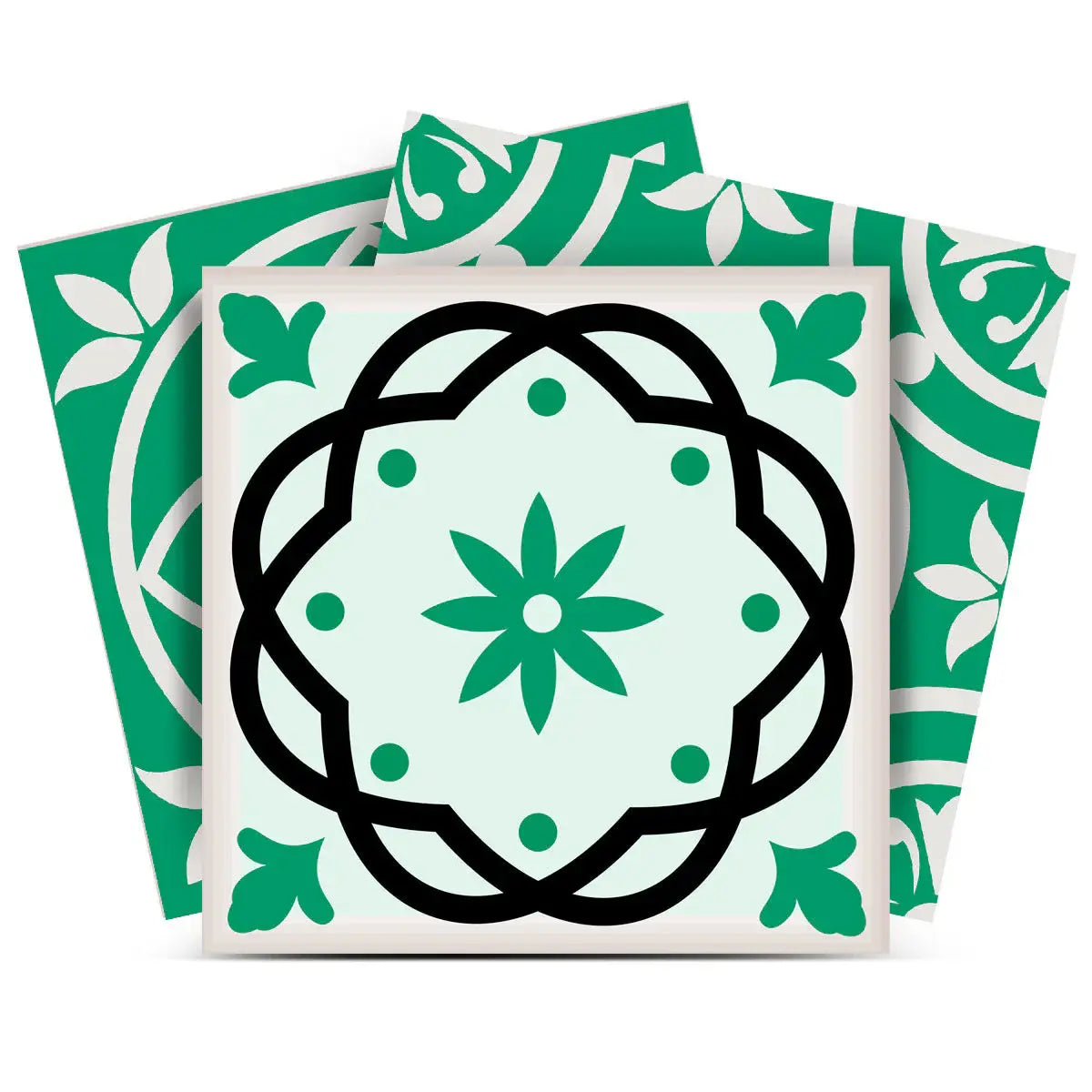 4" X 4" Green And White Mosaic Peel And Stick Removable Tiles - Homeroots - Flyclothing LLC