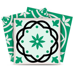5" X 5" Green And White Mosaic Peel And Stick Removable Tiles - Homeroots