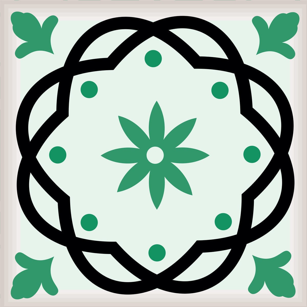 5" X 5" Green And White Mosaic Peel And Stick Removable Tiles - Homeroots