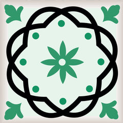 5" X 5" Green And White Mosaic Peel And Stick Removable Tiles - Homeroots