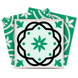 6" X 6" Green And White Mosaic Peel And Stick Removable Tiles - Homeroots