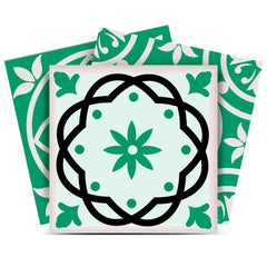 6" X 6" Green And White Mosaic Peel And Stick Removable Tiles - Homeroots
