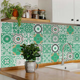 7" X 7" Green And White Mosaic Peel And Stick Removable Tiles - Homeroots - Flyclothing LLC