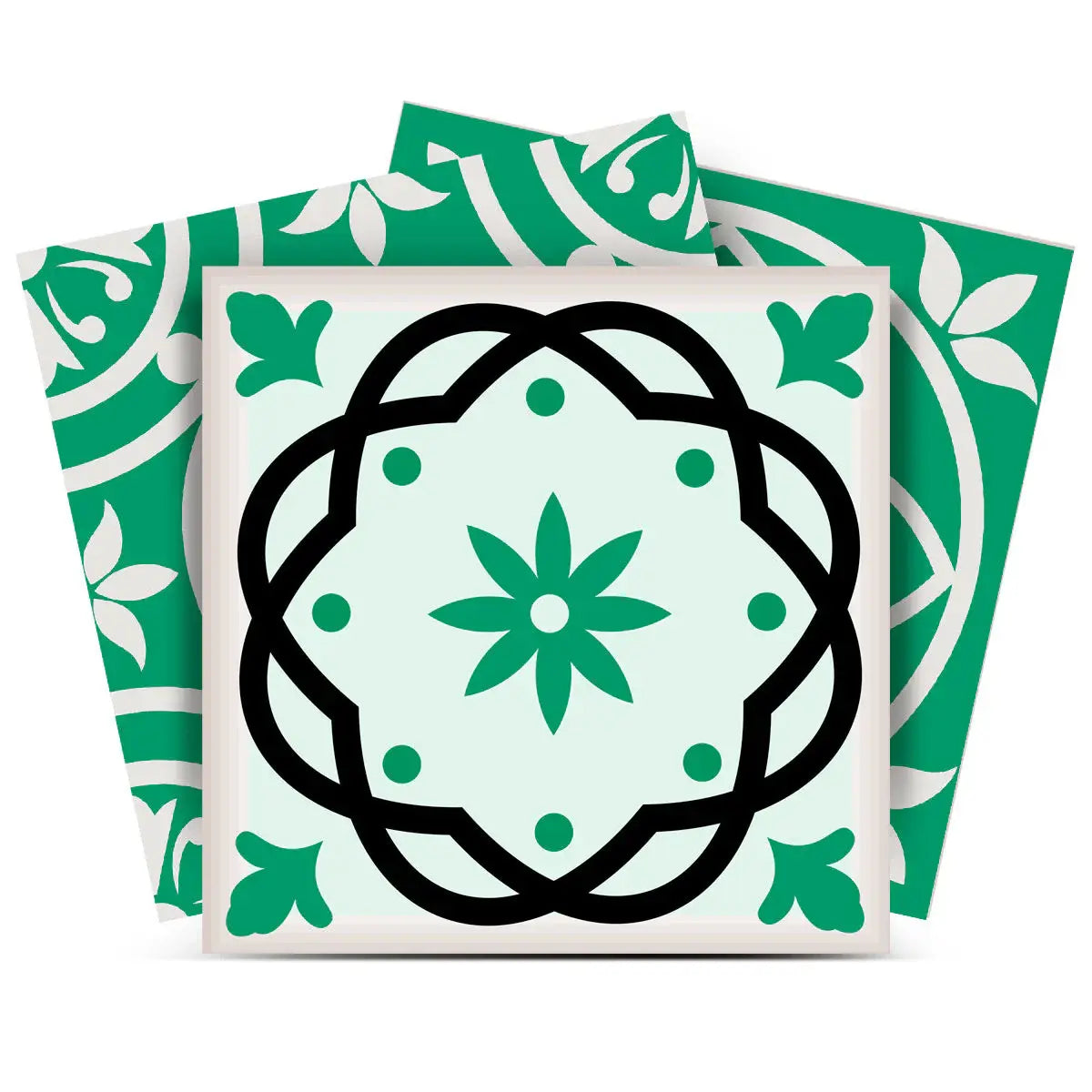 8" X 8" Green And White Mosaic Peel And Stick Removable Tiles - Homeroots - Flyclothing LLC