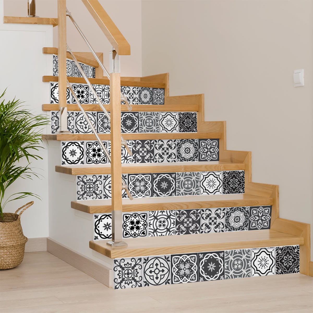 4" X 4" Shades Of Black Mosaic Peel And Stick Removable Tiles - Homeroots