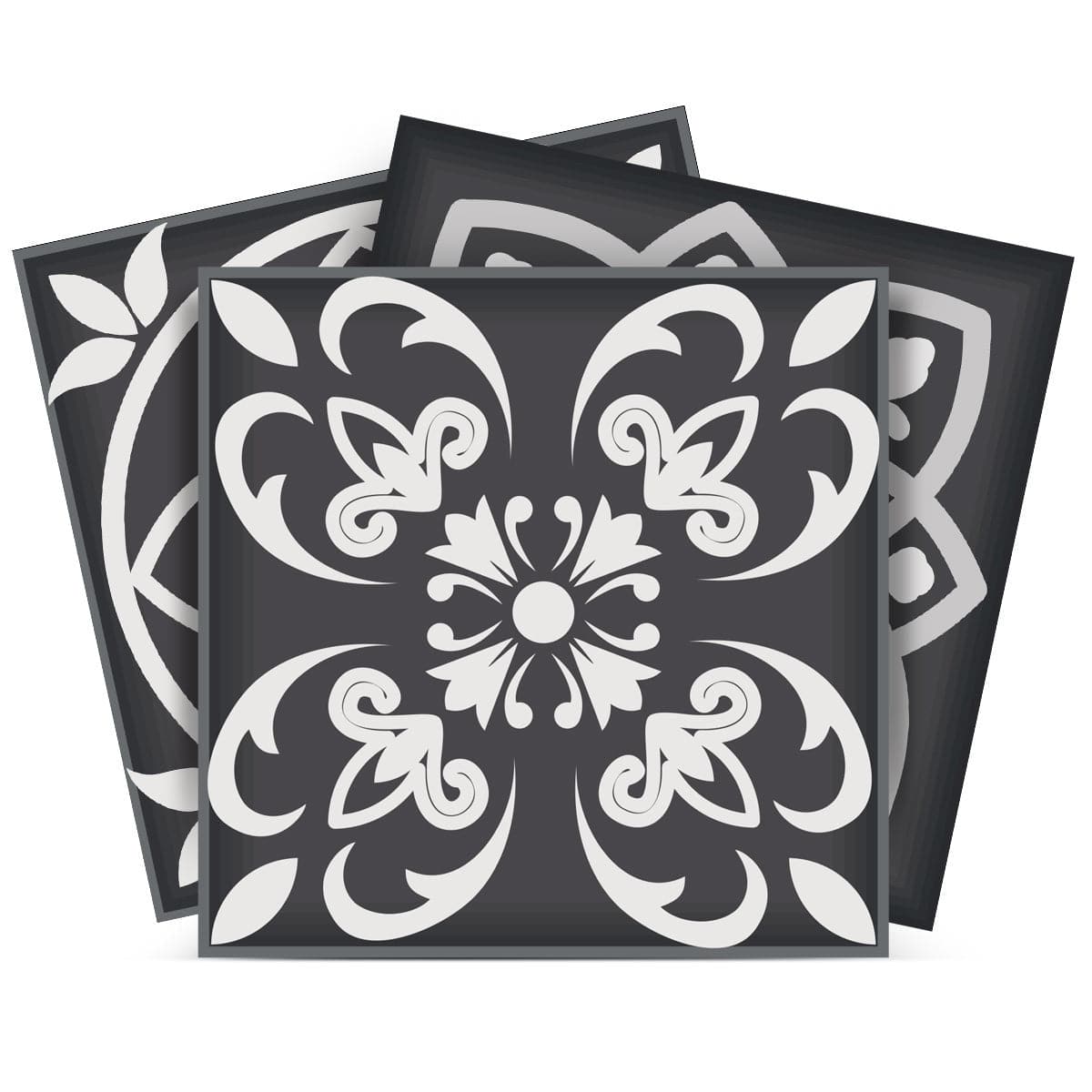 4" X 4" Shades Of Black Mosaic Peel And Stick Removable Tiles - Homeroots