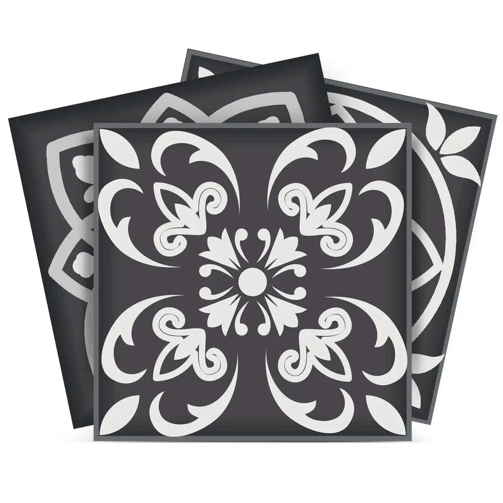 5" X 5" Shades Of Black Mosaic Peel And Stick Removable Tiles - Homeroots - Flyclothing LLC