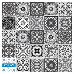 5" X 5" Shades Of Black Mosaic Peel And Stick Removable Tiles - Homeroots