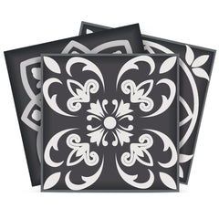 8" X 8" Shades Of Black Mosaic Peel And Stick Removable Tiles - Homeroots