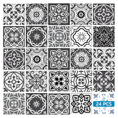 8" X 8" Shades Of Black Mosaic Peel And Stick Removable Tiles - Homeroots