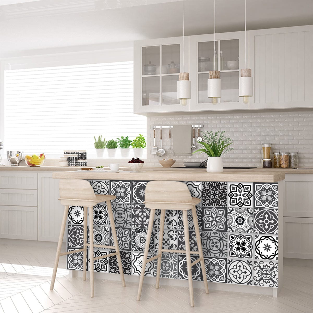 8" X 8" Shades Of Black Mosaic Peel And Stick Removable Tiles - Homeroots