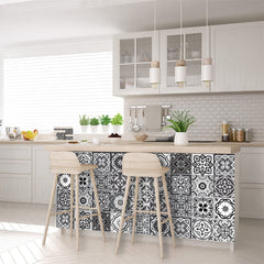 8" X 8" Shades Of Black Mosaic Peel And Stick Removable Tiles - Homeroots