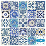 5" X 5" Blue Gray Yellow Pop Peel And Stick Removable Tiles - Homeroots