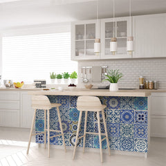 7" X 7" Blue Gray Yellow Pop Peel And Stick Removable Tiles - Homeroots