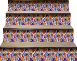 4" X 4" Orange Red And Blue Peel And Stick Removable Tiles - Homeroots