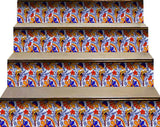 5" X 5" Orange Red And Blue Peel And Stick Removable Tiles - Homeroots - Flyclothing LLC