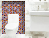 5" X 5" Orange Red And Blue Peel And Stick Removable Tiles - Homeroots