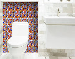 6" X 6" Orange Red And Blue Peel And Stick Removable Tiles - Homeroots