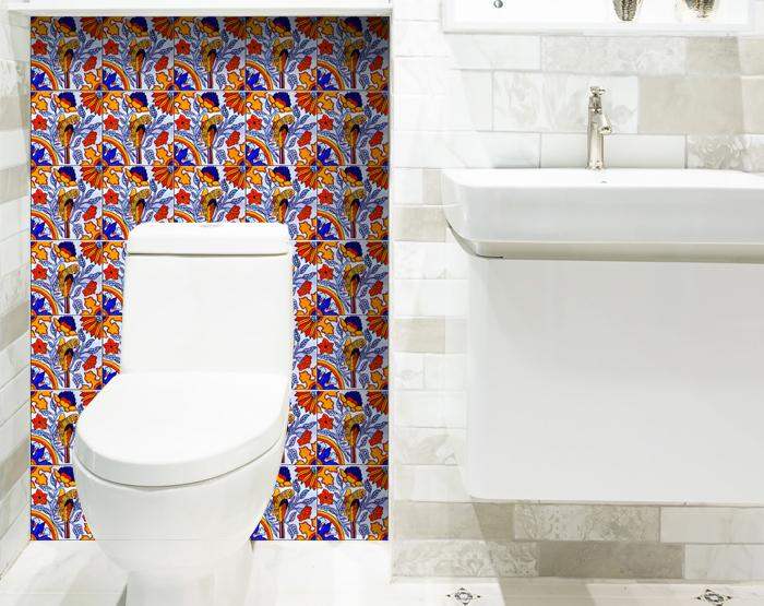 7" X 7" Orange Red And Blue Peel And Stick Removable Tiles - Homeroots - Flyclothing LLC