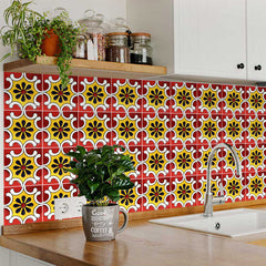 4" X 4" Blue Gray Yellow Pop Peel And Stick Removable Tiles