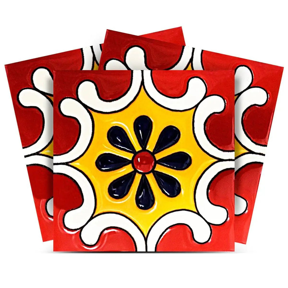 5" X 5" Blue Gray Yellow Pop Peel And Stick Removable Tiles - Homeroots