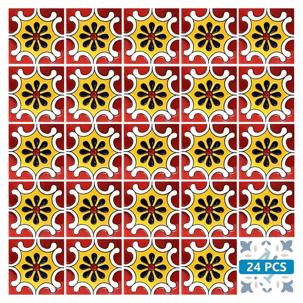 7" X 7" Blue Gray Yellow Pop Peel And Stick Removable Tiles - Homeroots