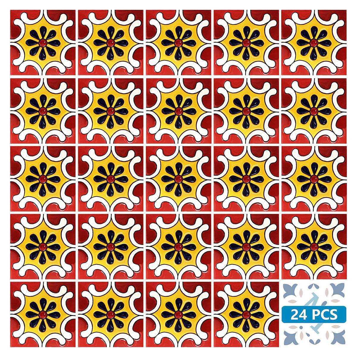 8" X 8" Blue Gray Yellow Pop Peel And Stick Removable Tiles - Homeroots - Flyclothing LLC