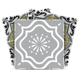 6" X 6" Vintage Sage Medallion Peel And Stick Removable Tiles - Homeroots