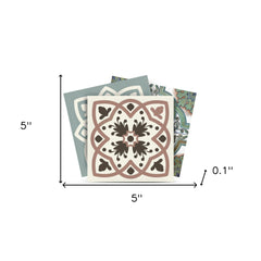 5" X 5" Vintage Sage Mosaic Peel And Stick Removable Tiles