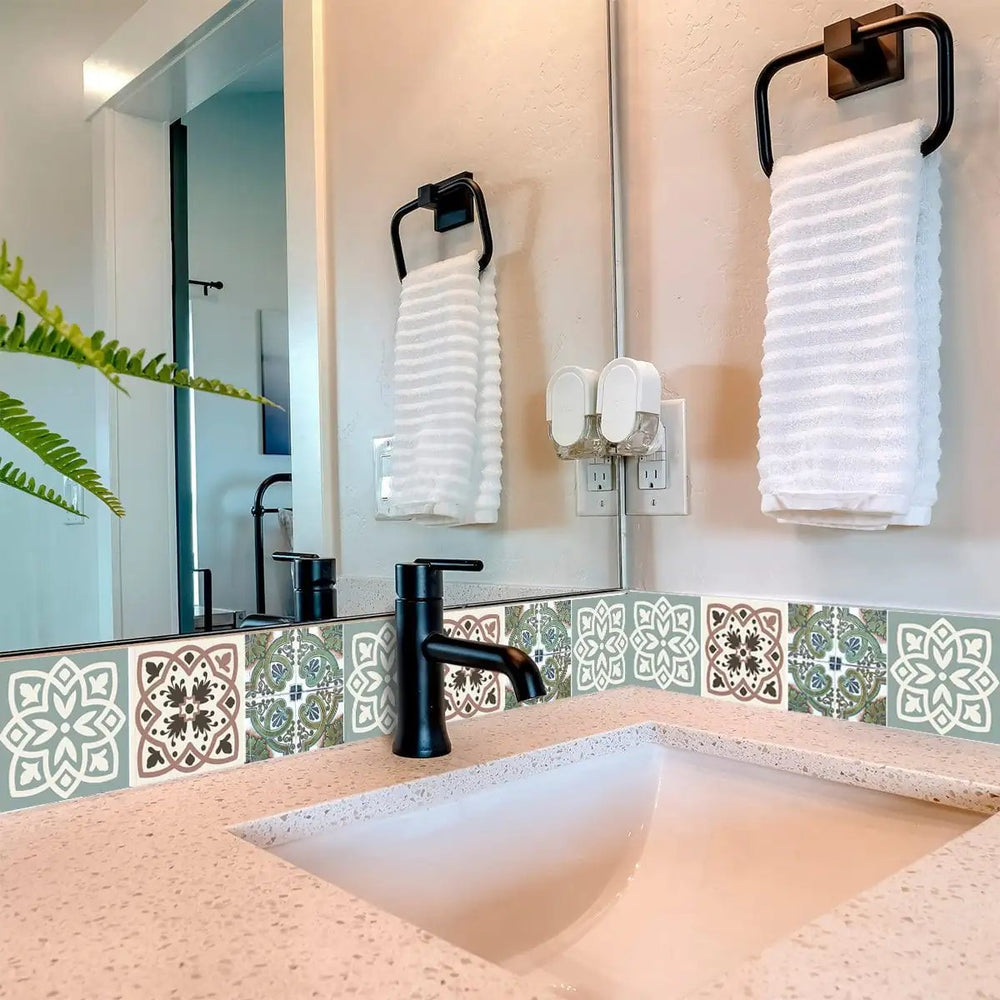 7" X 7" Vintage Sage Mosaic Peel And Stick Removable Tiles - Homeroots - Flyclothing LLC