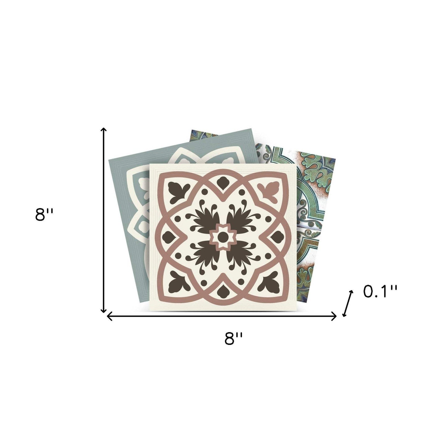 8" X 8" Vintage Sage Mosaic Peel And Stick Removable Tiles - Homeroots - Flyclothing LLC