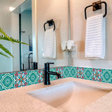 7" X 7" Turq And Terra Cotta Scroll Peel And Stick Removable Tiles - Homeroots - Flyclothing LLC