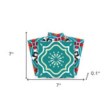 7" X 7" Turq And Terra Cotta Scroll Peel And Stick Removable Tiles - Homeroots - Flyclothing LLC