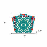 8" X 8" Turq And Terra Cotta Scroll Peel And Stick Removable Tiles - Homeroots