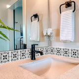 4" X 4" Charcoal And White Scroll Peel And Stick Removable Tiles - Homeroots - Flyclothing LLC