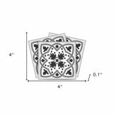 4" X 4" Charcoal And White Scroll Peel And Stick Removable Tiles - Homeroots