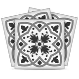 6" X 6" Charcoal And White Scroll Peel And Stick Removable Tiles - Homeroots