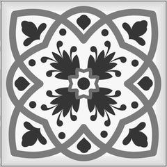 6" X 6" Charcoal And White Scroll Peel And Stick Removable Tiles - Homeroots