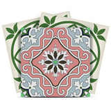 4" X 4" Vintage Green And Taupe Mosaic Peel And Stick Removable Tiles - Homeroots