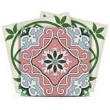5" X 5" Vintage Green And Taupe Mosaic Peel And Stick Removable Tiles - Homeroots