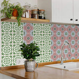 6" X 6" Vintage Green And Taupe Mosaic Peel And Stick Removable Tiles - Homeroots - Flyclothing LLC
