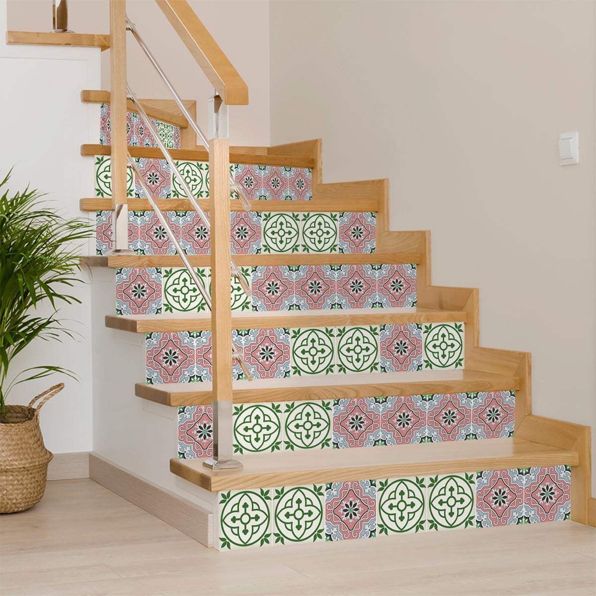 6" X 6" Vintage Green And Taupe Mosaic Peel And Stick Removable Tiles - Homeroots - Flyclothing LLC